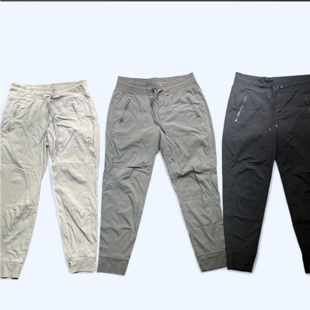 Athleta Women's Three-Pack Jogger Pants in Light Gray, Gray, and Black
